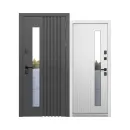 Изображение товара Дверь входная с терморазрывом Luxor Termo Рейка стеклопакет Муар 7024/эмалит белый 960мм правая