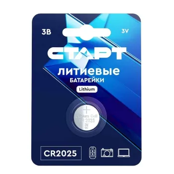 Изображение товара Батарейка литиевая дисковая Старт CR2025 1шт Изображение товара Батарейка литиевая дисковая Старт CR2025 1шт