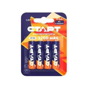 Изображение товара Аккумулятор Старт АА 2700мАч NiMH 4 шт Изображение товара Аккумулятор Старт АА 2700мАч NiMH 4 шт