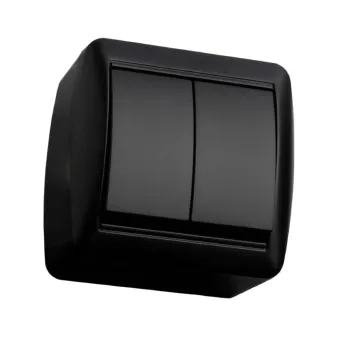 Изображение товара Выключатель двухклавишный накладной Селигер графит IP44 TDM Изображение товара Выключатель двухклавишный накладной Селигер графит IP44 TDM