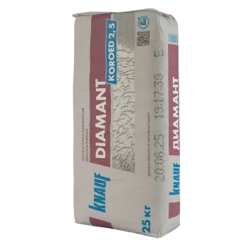 Изображение товара Декоративная штукатурка Кнауф Диамант с эффектом Короед зерно 2,5 мм 25 кг Изображение товара Декоративная штукатурка Кнауф Диамант с эффектом Короед зерно 2,5 мм 25 кг