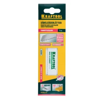 Изображение товара Полотно для сабельной пилы Kraftool 130 мм шаг 1,8-2,5 мм универсальное Изображение товара Полотно для сабельной пилы Kraftool 130 мм шаг 1,8-2,5 мм универсальное