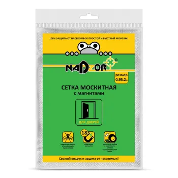 Изображение товара Москитная сетка с крепежом 0,95х2м с магнитами белая Nadzor Изображение товара Москитная сетка с крепежом 0,95х2м с магнитами белая Nadzor