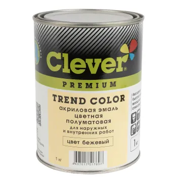 Изображение товара Акриловая эмаль Clever бежевого цвета полуматовая 0.8кг универсальное покрытие для стен и фасадов Изображение товара Акриловая эмаль Clever бежевого цвета полуматовая 0.8кг универсальное покрытие для стен и фасадов