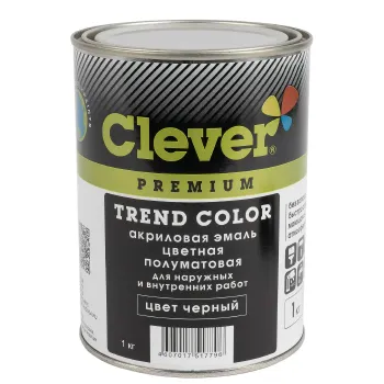 Изображение товара Эмаль акриловая Clever черная полуматовая 1кг - универсальное покрытие для металла, дерева и пласти Изображение товара Эмаль акриловая Clever черная полуматовая 1кг - универсальное покрытие для металла, дерева и пласти