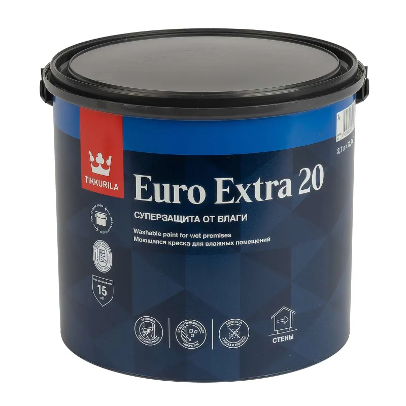 Краска интерьерная для влажных помещений Euro 20 полуматовая 2,7 л Tikkurila_1