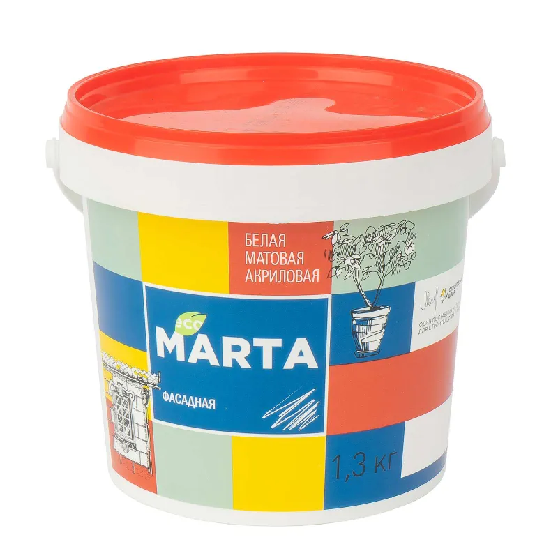Краска фасадная Марта матовая 1,3кг_1