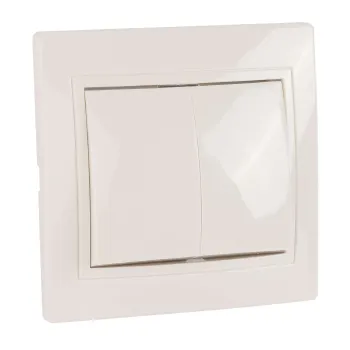 Изображение товара Выключатель двухклавишный Кварта белый IEK IP20 встраиваемый Изображение товара Выключатель двухклавишный Кварта белый IEK IP20 встраиваемый