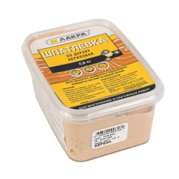 Изображение товара Акриловая шпаклевка по дереву Лакра береза 0,6 кг для внутренних и наружных работ Изображение товара Акриловая шпаклевка по дереву Лакра береза 0,6 кг для внутренних и наружных работ