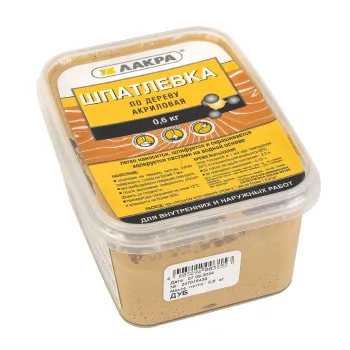 Изображение товара Шпаклевка акриловая по дереву Лакра дуб 0,6 кг для внутренних и наружных работ Изображение товара Шпаклевка акриловая по дереву Лакра дуб 0,6 кг для внутренних и наружных работ