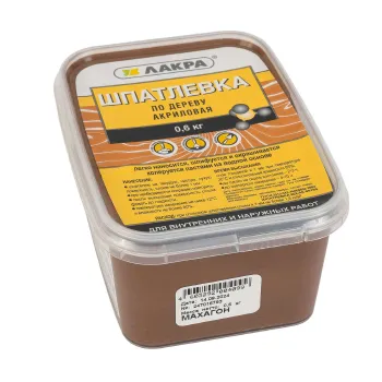 Изображение товара Акриловая шпаклевка по дереву Лакра махагон 0,6 кг для внутренних и наружных работ Изображение товара Акриловая шпаклевка по дереву Лакра махагон 0,6 кг для внутренних и наружных работ