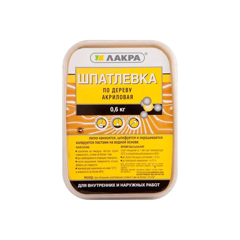 Шпаклевка акриловая по дереву Лакра орех, 0,6 кг_1