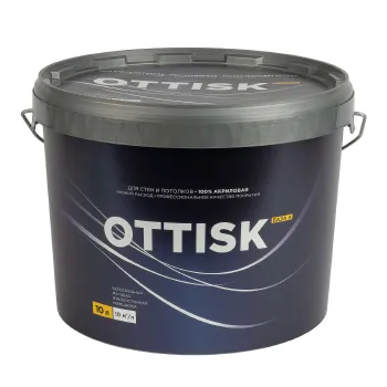 Изображение товара Интерьерная моющаяся краска Ottisk матовая 10л для стен и потолков Изображение товара Интерьерная моющаяся краска Ottisk матовая 10л для стен и потолков