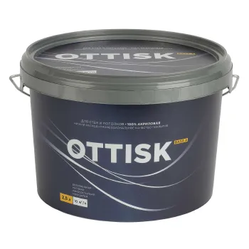 Изображение товара Краска интерьерная моющаяся Ottisk матовая 2.5л для стен и потолков Изображение товара Краска интерьерная моющаяся Ottisk матовая 2.5л для стен и потолков