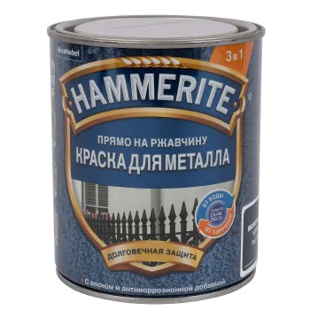 Изображение товара Краска Hammerite молотковая черная (RAL 9005) глянцевая 0,75л Изображение товара Краска Hammerite молотковая черная (RAL 9005) глянцевая 0,75л