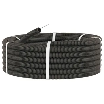 Изображение товара Труба гофрированная ПНД черная 16 мм с протяжкой 100 м Изображение товара Труба гофрированная ПНД черная 16 мм с протяжкой 100 м