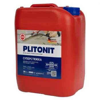 Изображение товара Добавка для растворов Plitonit СуперСтяжка 10 л для бетонов и цементных смесей Изображение товара Добавка для растворов Plitonit СуперСтяжка 10 л для бетонов и цементных смесей