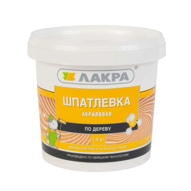 Шпаклевка акриловая по дереву Лакра белая, 1,5 кг_1