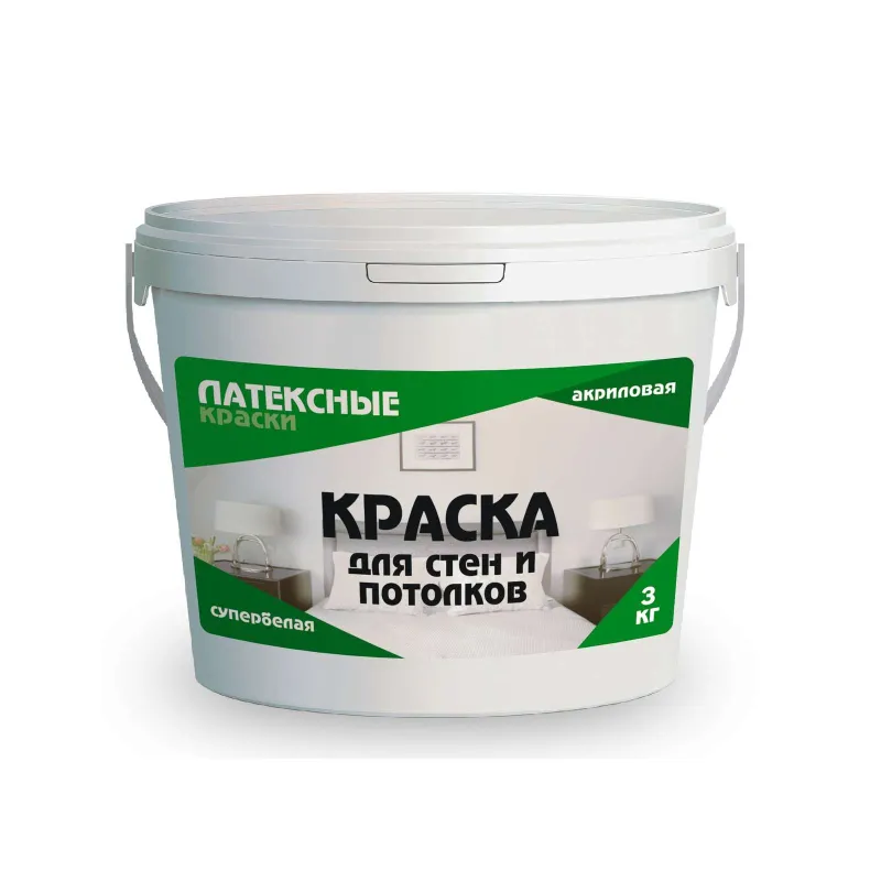 Краска для стен и потолков Латексные краски белая база А 3 кг_1