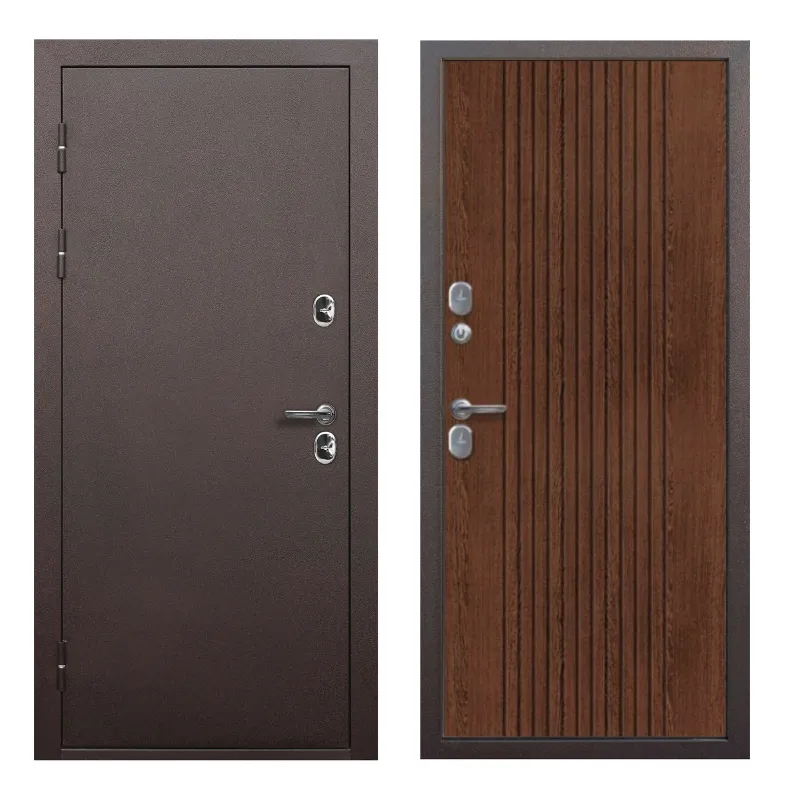 Дверь входная металлическая Ferroni Isoterma медный антик\орех темный 860мм левая_1