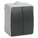 Выключатель двухклавишный накладной Fors серый IP54 IEK_1
