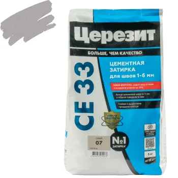 Изображение товара Цементная затирка Церезит СЕ 33 Comfort серая 5 кг Изображение товара Цементная затирка Церезит СЕ 33 Comfort серая 5 кг