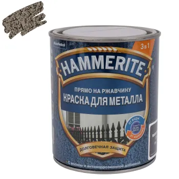 Изображение товара Краска по металлу Hammerite молотковая серый RAL 7042 глянцевая 0,75л Изображение товара Краска по металлу Hammerite молотковая серый RAL 7042 глянцевая 0,75л