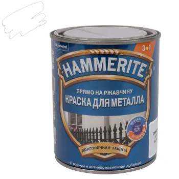 Краска по металлу 3в1 гладкая Hammerite белая (RAL 9003) глянцевая 0,75л