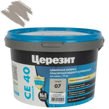 Изображение товара Цементная затирка Церезит СЕ 40 aquastatic серая 2 кг для швов до 10 мм Изображение товара Цементная затирка Церезит СЕ 40 aquastatic серая 2 кг для швов до 10 мм