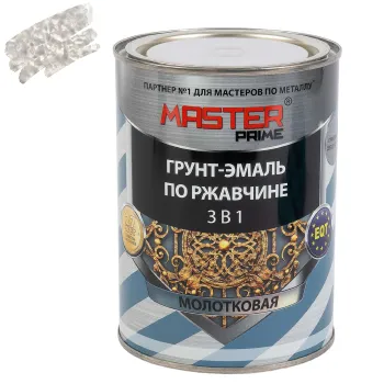 Изображение товара Грунт-эмаль по ржавчине 3в1 молотковая Master Prime 0,9л серого глянца Изображение товара Грунт-эмаль по ржавчине 3в1 молотковая Master Prime 0,9л серого глянца