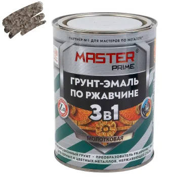 Изображение товара Грунт-эмаль по ржавчине 3в1 Master Prime 0,9л с эффектом молотковой поверхности Изображение товара Грунт-эмаль по ржавчине 3в1 Master Prime 0,9л с эффектом молотковой поверхности
