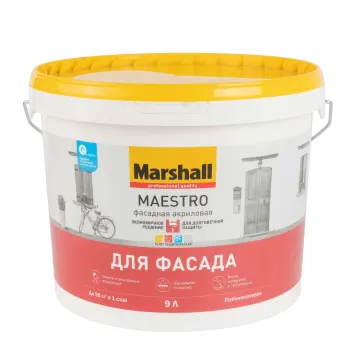 Краска фасадная Maestro глубокоматовая 9л Marshall