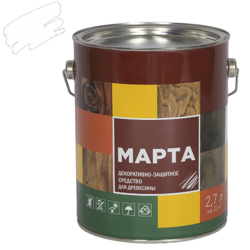Деревозащитное средство Марта бесцветное полуматовое 2,7л_1