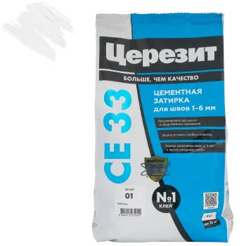 Изображение товара Цементная затирка для плитки Церезит СЕ 33 Comfort белая 5 кг Изображение товара Цементная затирка для плитки Церезит СЕ 33 Comfort белая 5 кг