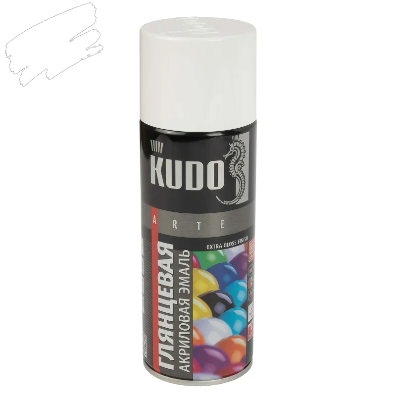 Эмаль аэрозольная акриловая Kudo белая (RAL 9003) глянцевая 0,52л_1