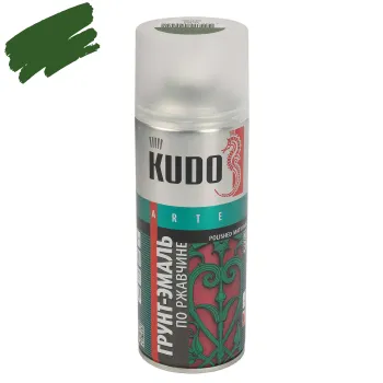 Изображение товара Грунт-эмаль аэрозольная по ржавчине Kudo зеленая матовая 0,52л Изображение товара Грунт-эмаль аэрозольная по ржавчине Kudo зеленая матовая 0,52л