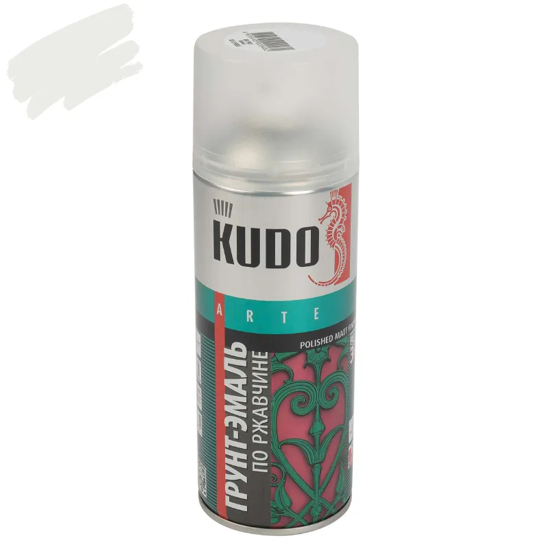 Грунт-эмаль по ржавчине аэрозольная Kudo белая (RAL 9003) матовая 0,52л_1