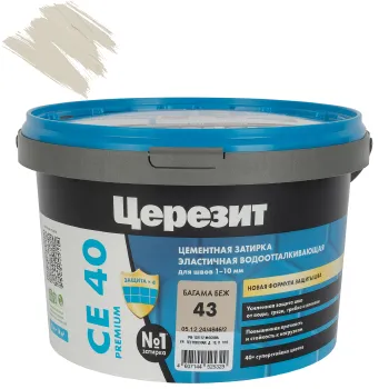 Изображение товара Цементная затирка Церезит CE 40 Aquastatic 2 кг багамы Изображение товара Цементная затирка Церезит CE 40 Aquastatic 2 кг багамы