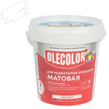 Эмаль акриловая для радиаторов Olecolor белая матовая 1кг