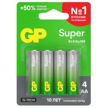 Батарейка алкалиновая LR6 АА GP Super Alkaline 4шт