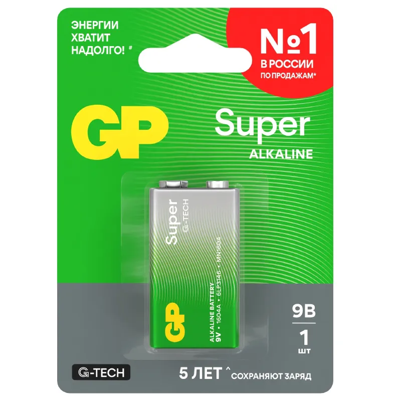 Батарейка алкалиновая 6LR61 GP Super Alkaline 1шт_1