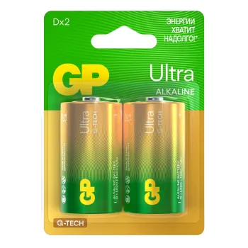 Батарейка алкалиновая GP Ultra Alkaline 13А D - 2 шт на блистере