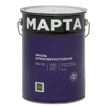 Изображение товара Эмаль ПФ-115 Марта зеленая глянцевая 6кг для металла и дерева Изображение товара Эмаль ПФ-115 Марта зеленая глянцевая 6кг для металла и дерева