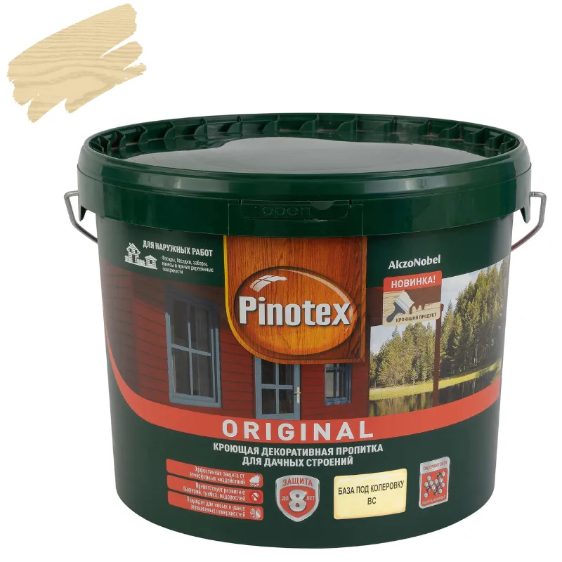 Декоративно-защитное средство для дерева Pinotex Original (база C) полуматовое 8,4л_1