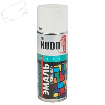 Изображение товара Эмаль аэрозольная Kudo белая глянцевая 0.52л RAL 9003 для металла и дерева Изображение товара Эмаль аэрозольная Kudo белая глянцевая 0.52л RAL 9003 для металла и дерева