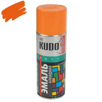 Изображение товара Эмаль аэрозольная Kudo оранжевая глянцевая 0,52л для металла и дерева Изображение товара Эмаль аэрозольная Kudo оранжевая глянцевая 0,52л для металла и дерева