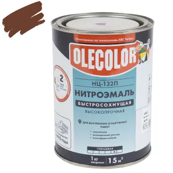 Изображение товара Эмаль НЦ-132 Olecolor красно-коричневая глянцевая 0,7 кг для дерева и металла Изображение товара Эмаль НЦ-132 Olecolor красно-коричневая глянцевая 0,7 кг для дерева и металла