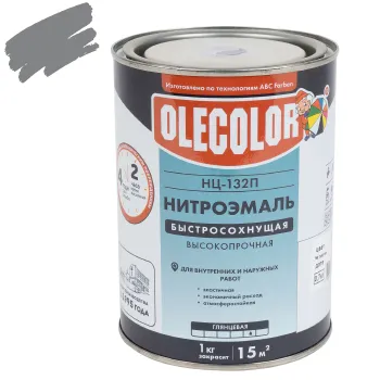 Изображение товара Эмаль НЦ-132 Olecolor серый глянцевый 0,7 кг для наружных внутренних работ Изображение товара Эмаль НЦ-132 Olecolor серый глянцевый 0,7 кг для наружных внутренних работ