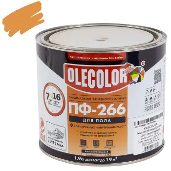 Изображение товара Эмаль ПФ-266 для пола Olecolor глянцевая коричневая 1,9 кг Изображение товара Эмаль ПФ-266 для пола Olecolor глянцевая коричневая 1,9 кг