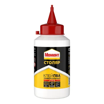 Изображение товара Клей ПВА универсальный Момент Столяр белый 250г Изображение товара Клей ПВА универсальный Момент Столяр белый 250г